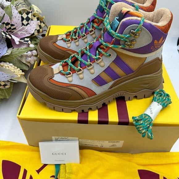 Men’s Gucci X Adidas Lace up boots size 8.5 made in Italy - Picture 8 of 10